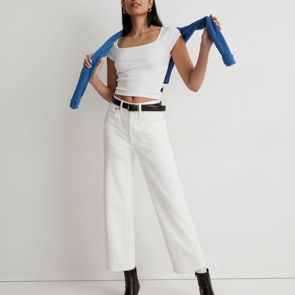 NWT Madewell The Perfect Vintage Wide-Leg Crop Jean Tile White